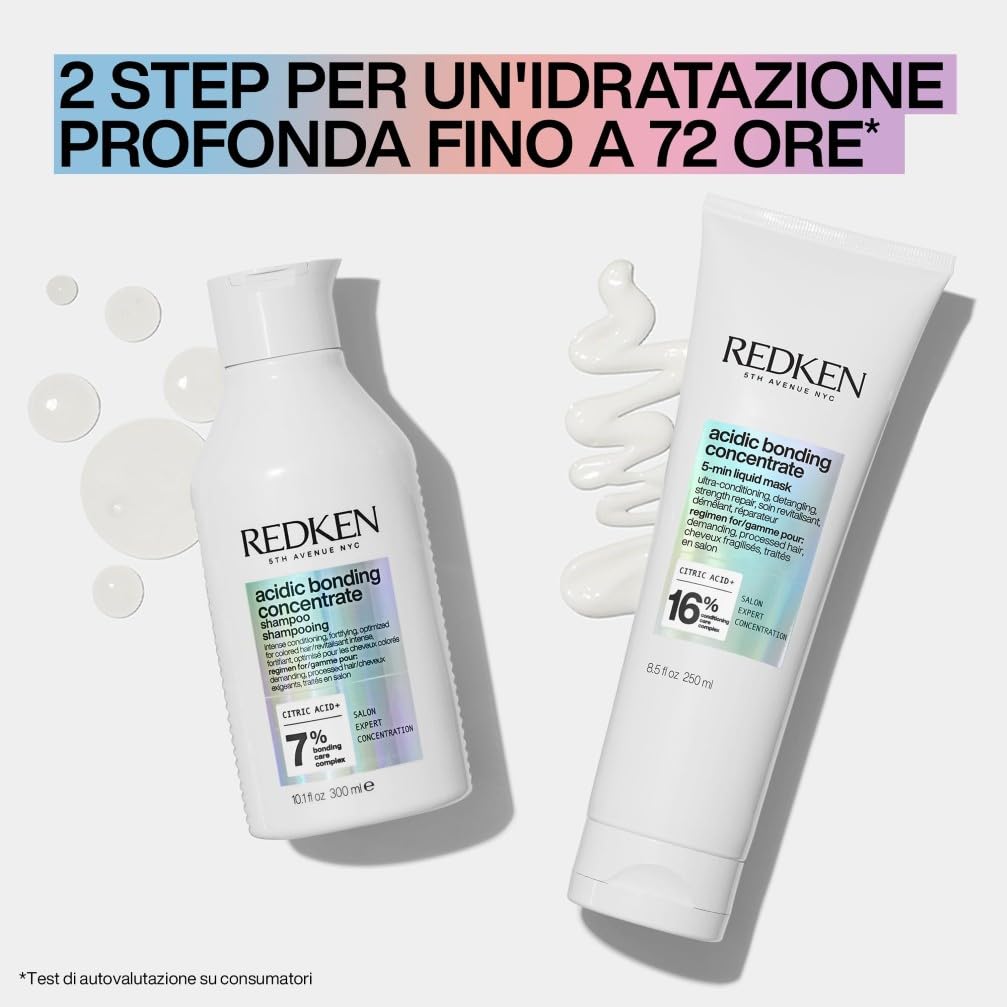 Redken Maschera Liquida Riparatrice, Azione in 5 Minuti, Ripara I Legami, Ultra Idratante, Per Capelli Secchi e Danneggiati, Acidic Bonding Concentrate, 250 ml