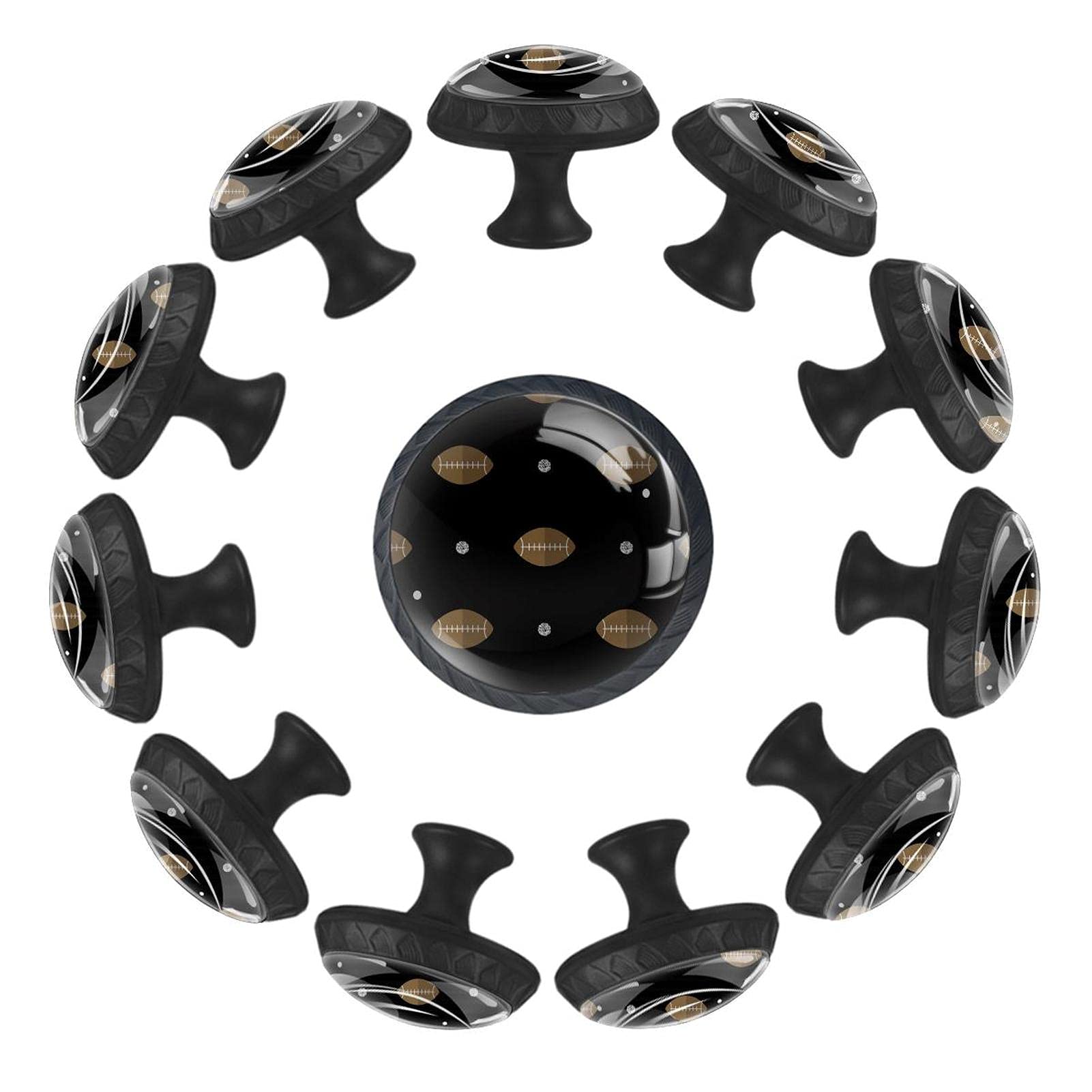Bouton de tiroir pour commode motif football américain lot de 12 ronds