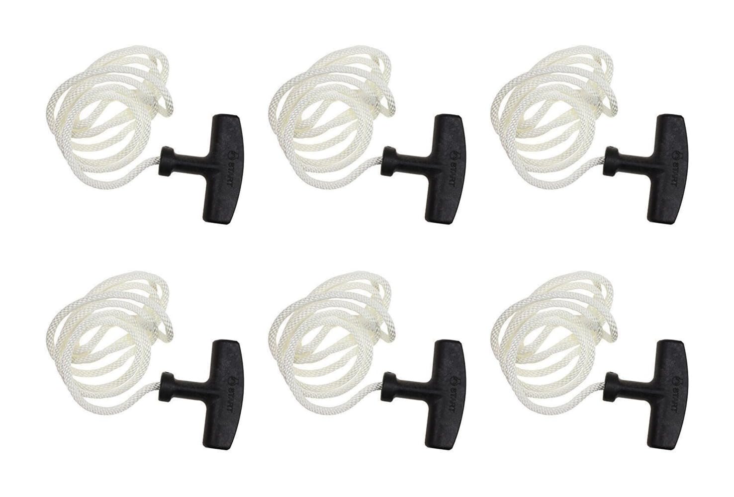 Techlexa As Shown Pack Of 6 Lawn Mower Pull Starter Handle Rope Recoil With 2 M Cord, Lawn Mower Pull Cord Replacement Starter Rope Repair Kit For Petrol Starter Mower Motor For Lawnmower Chainsaw Trimmer Edger Brush