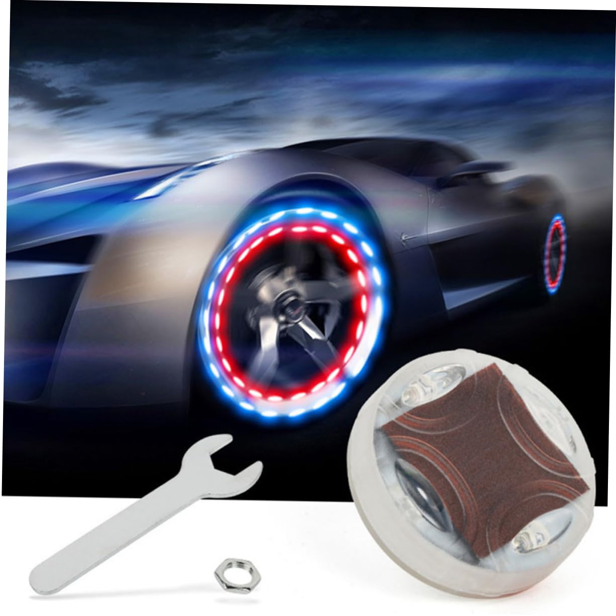 Alipis 4pcs Solar LED Tire Light Lamp Motorcycle Decorative Wheel Lights with Flash Modes Colors for Night Safety and Eye Catching Style