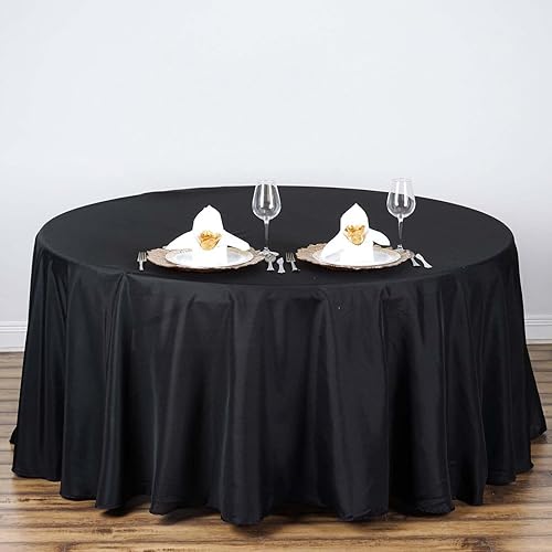 Efavormart - Mantel redondo de poliéster de 108 pulgadas, 108 pulgadas, para bodas, fiestas, banquetes, restaurantes, color negro