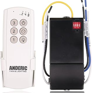Anderic Ceiling Fan Remote Control Kit Universal for 3-Speed Fans with Fan Timer and Light Control 3-Speeds, Compact Receiver 63T-AC83T-KIT