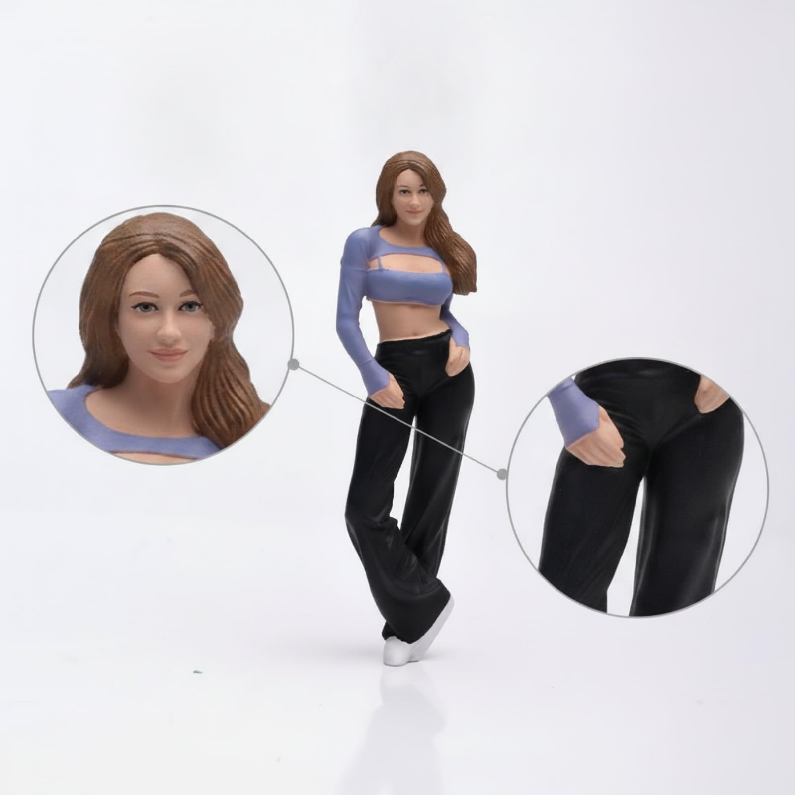 Miniaturfigur mit Handtasche handbemalt Resinfigur detailreich Mädchenfigur für Setzkasten, 1/18
