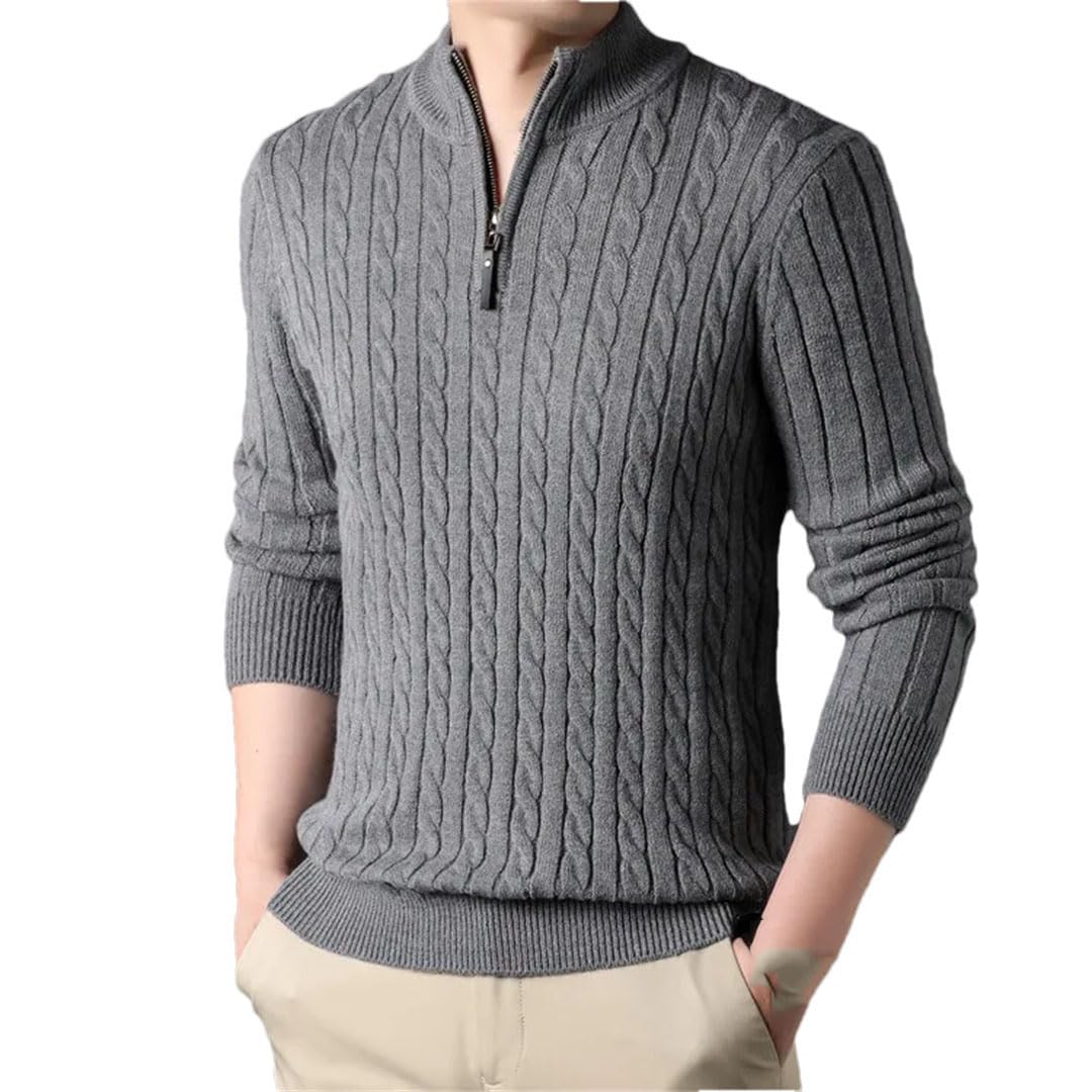 Hgvcfcv Maglieria da Uomo Tinta Unita Mezza Cerniera Maglione Ispessimento Abbigliamento da Uomo Maglione A Collo Alto