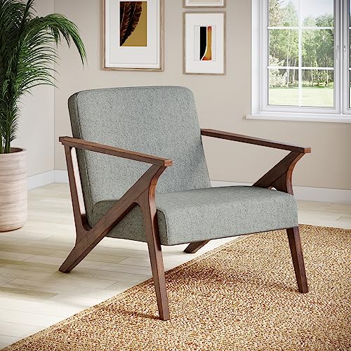 Sillón tapizado beige estructura madera miniatura 2
