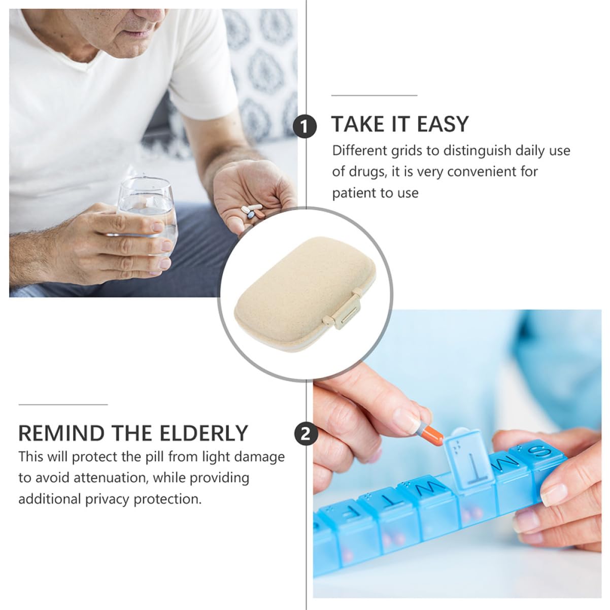 SOLUSTRE 3 Set Di Portapillole Da Viaggio Organizer Giornaliero Compatto Dispenser Per Medicinali A Doppio 2 Pezzi * 3