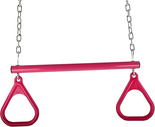 Columpio Set Stuff Trapecio Bar con Anillos y Cadena Sin Recubrimiento, Rosa