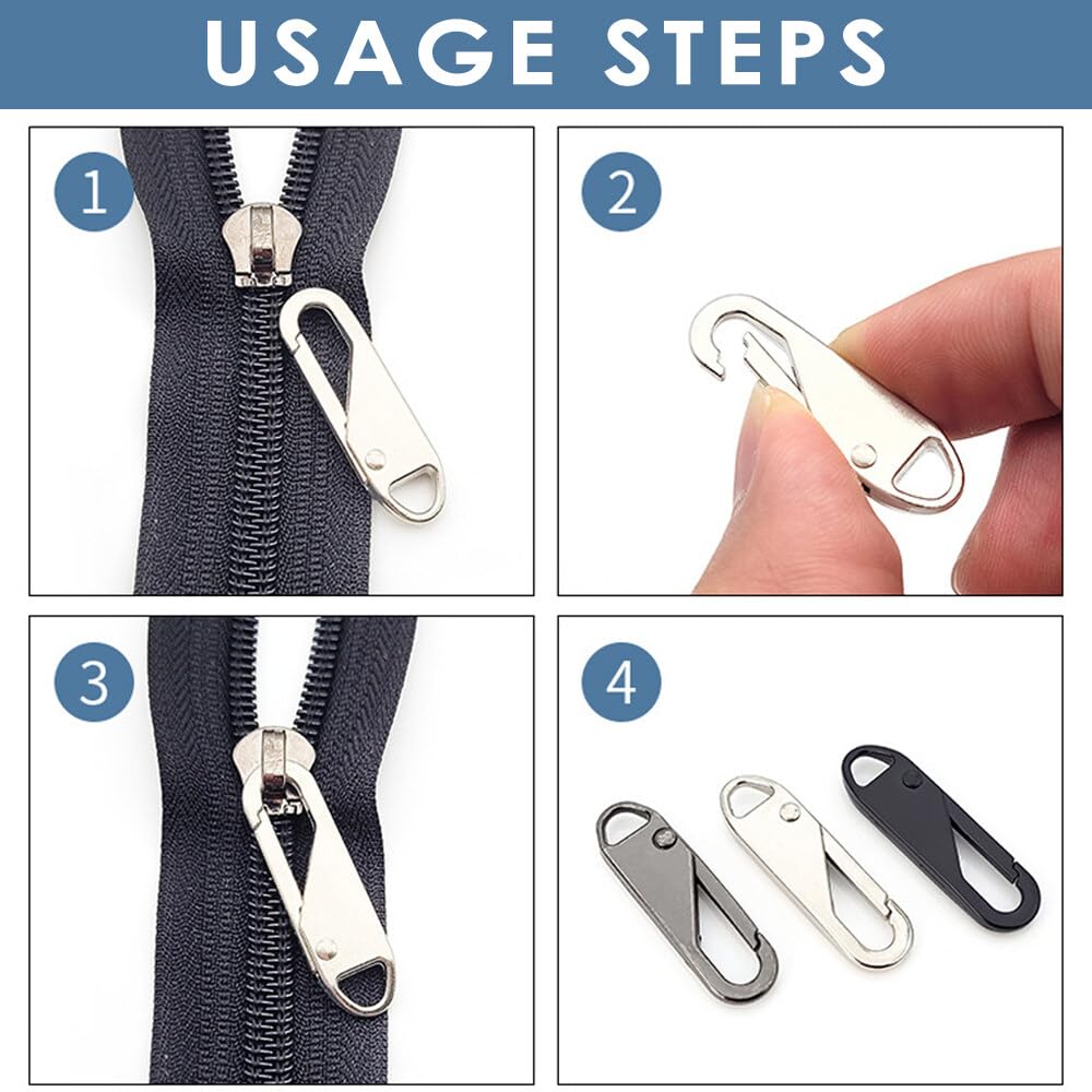 Kit Riparazione Cerniere - 12 Cursori Universali Per Sostituire Zip Rotte Su Giacche, Zaini, Valigie E Abbigliamento. - Foto 8