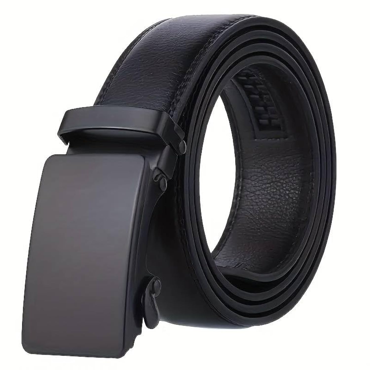 GenericUnisex 120cm Adjustable Black PU Faux Leather Slider Belt