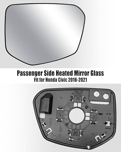 Miniatura 4 de Espejo de pasajero de repuesto lateral derecho con calefacción eléctrica para Honda Civic 2016-2021 Envix 2018-2022 Crider 2019-2022, espejo