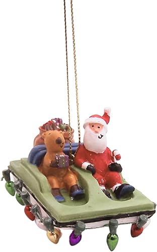 Miniatura 5 de Papá Noel de remo para navegar con renos y regalos, decoración de Navidad colgante, tema náutico, 3 pulgadas