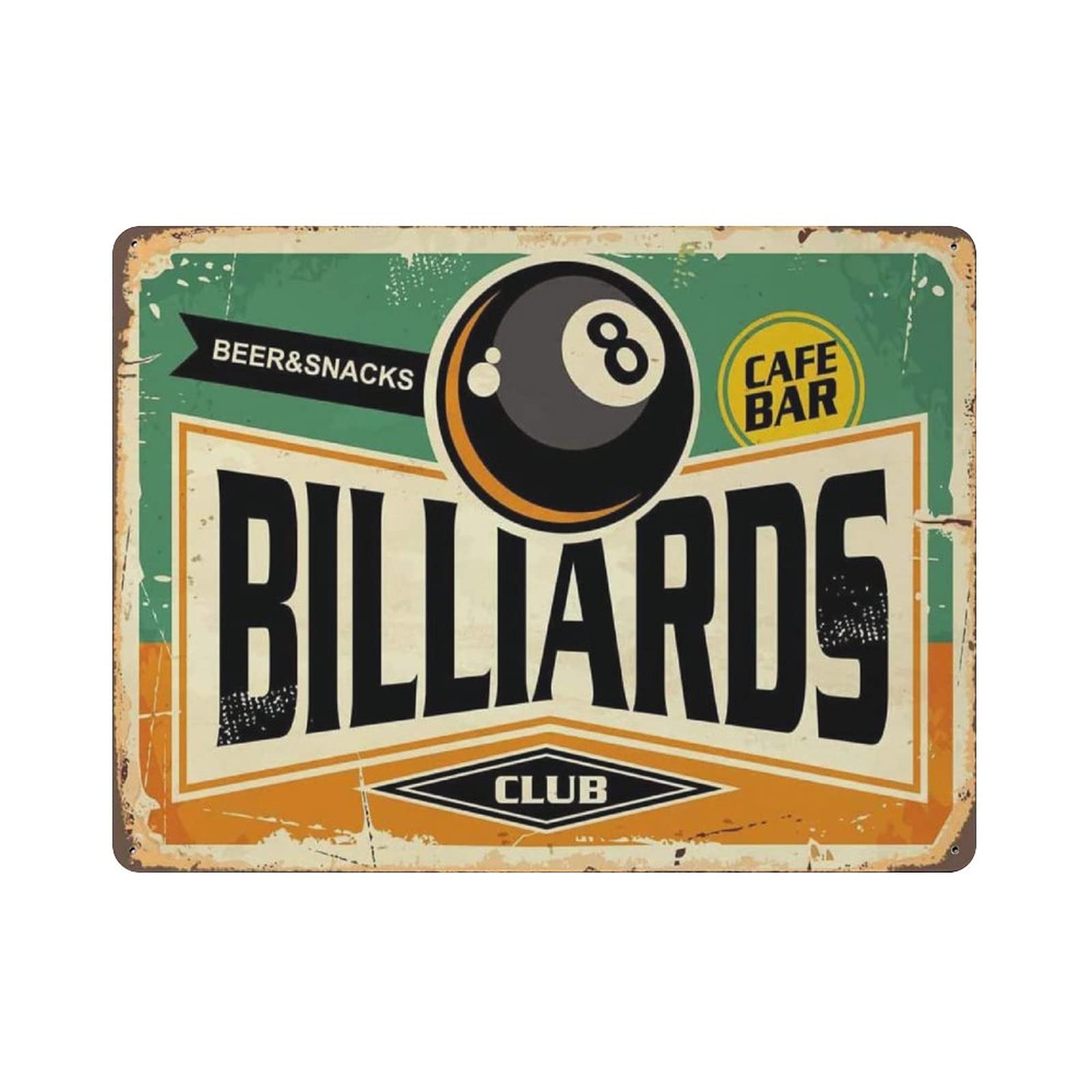 rayprint Billiards Club Tin Sign Metal Plaque Art Hanging Iron Painting Retro Home Kitchen Garden Garage Wall Decor 12"x16"