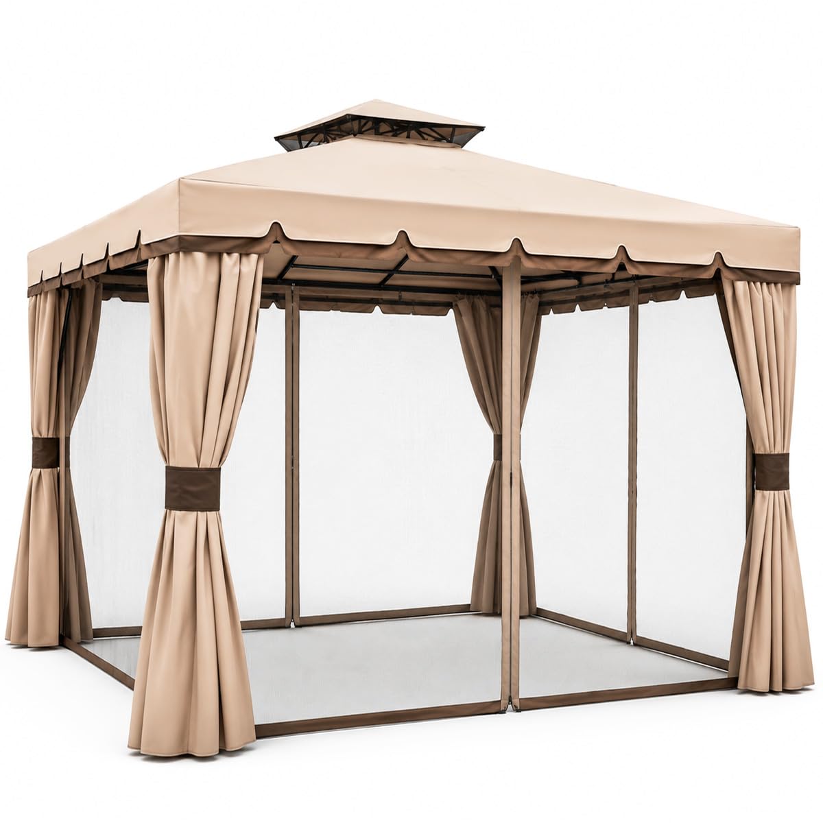 Bakaji Gazebo da Giardino in Alluminio 3x3 MT Antipioggia Anti-UV 400 gr/mq con Zanzariere