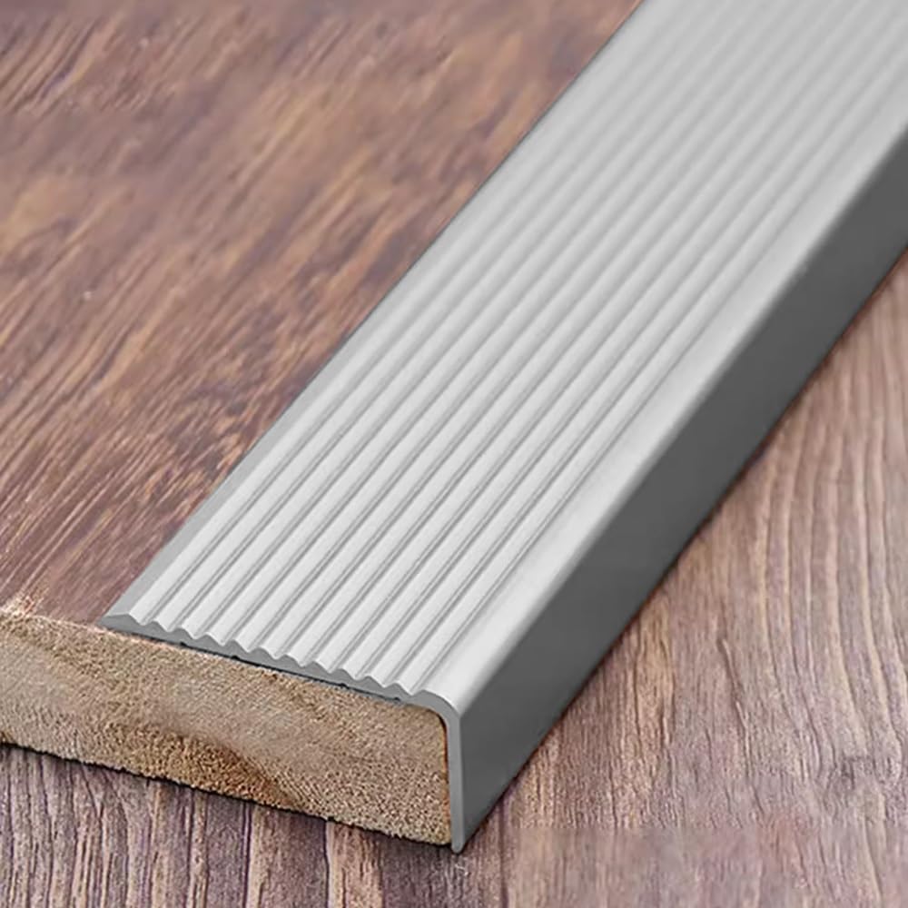 ILOOXI 3 Piezas Perfil Angular De 90cm Y 120cm, Perfil De Borde De Escalera De Aluminio, Cantonera Protector De Metal, Borde De Escalón Antideslizante, Esquina Para Cantos En Forma De L ﻿(Silver,3pcs-
