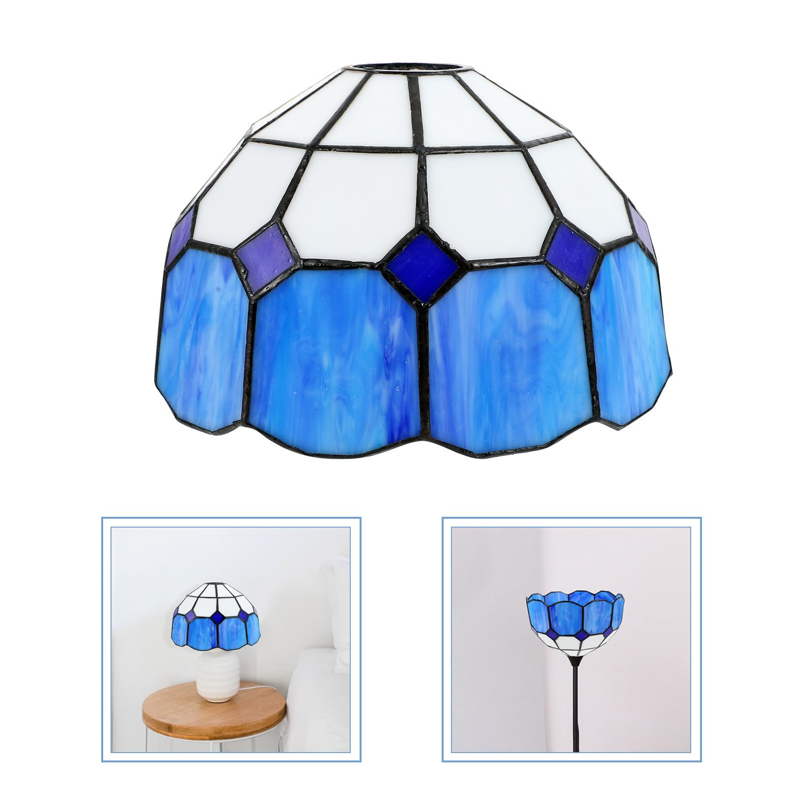 Abat-jour en Verre Bleu pour Chandelier et Lampe sur Pied