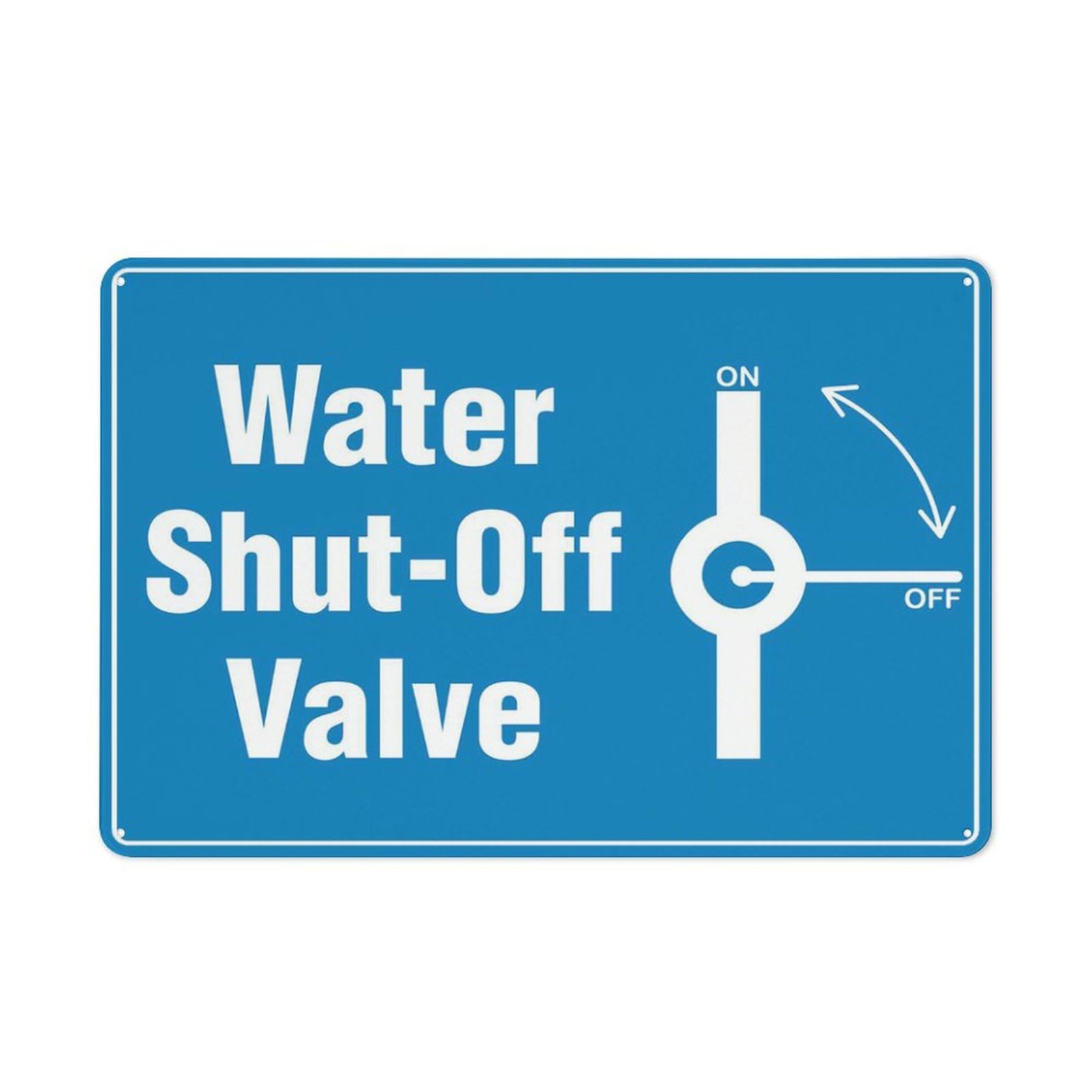 Water Shut Off Valve Sign 12”X8” Metal Signs Aluminum Sign Pre-Drilled Holes For Easy Mounting Indoor Or Outdoor Use For Fence Door Or Gate