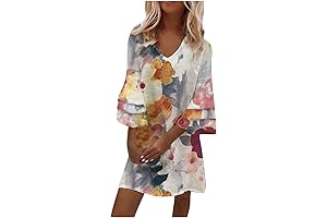 Women's Summer Dresses 2023 Casual Short Sleeve Boho Mini Dress