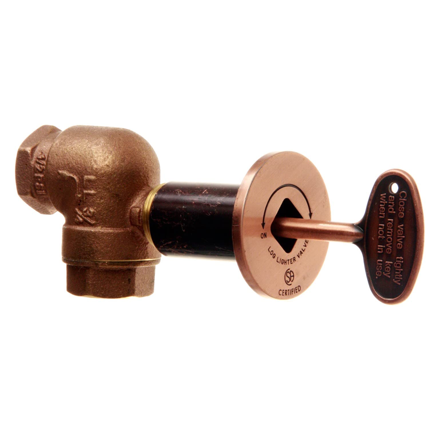 Hearth Products Controls HPC Fire 3/4-Inch Angled Gas Fire Pit Shut Off Valve Kit (MAAC-HC), Antique Copper Flange and Key