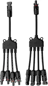 XYRIS Solar Connectors Y Branch Parallel 1 to 4 Adapter Cable Wire Plug Tool Kit for Solar Panel (M/FFFF+F/MMMM, 1 Pair)