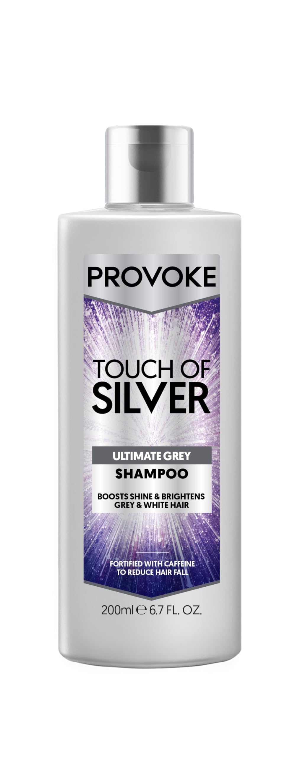 Provoke Touch of Silver Shampoo 200ml | For silver, white and grey hair | Infused with Caffeine, Niacinamide and Provitamin B5