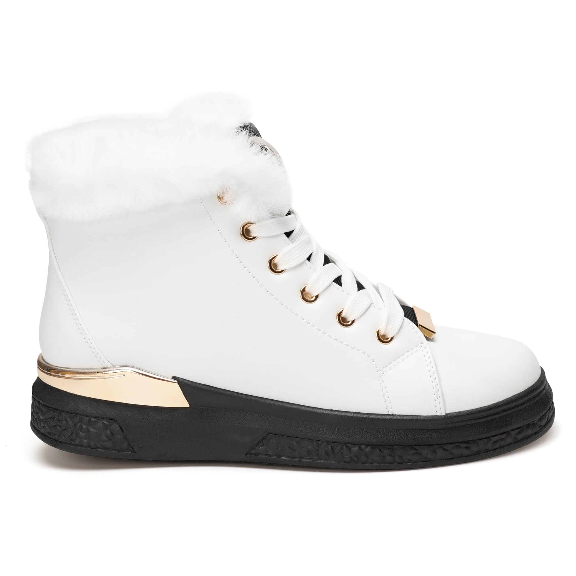 GLAMORA Caldi stivali invernali da donna – scarpe da ginnastica antiscivolo con fodera in pelliccia sintetica, cerniera interna, impermeabili, comodi stivaletti, scarpe con lacci per l'esterno