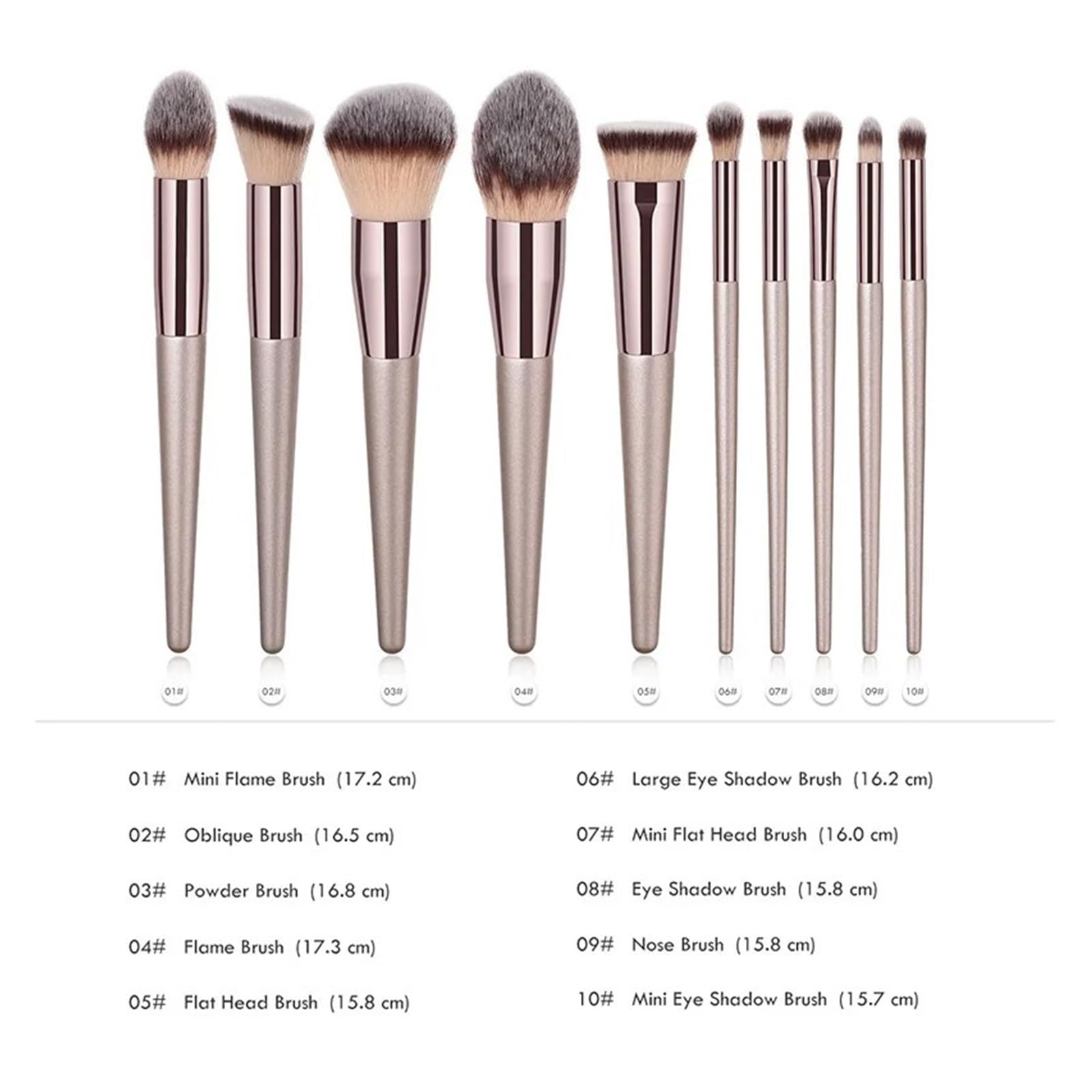Set di pennelli for il trucco color champagne for donne, fondotinta, fard, ombretto, kabuki, pennelli for sfumare il trucco, strumenti di bellezza(20pcs)
