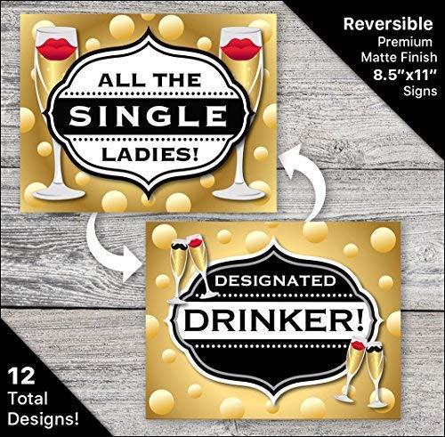 Wedding Photo Booth Props - 6 Jumbo Double-Sided Photobooth Signs - Backdrop Supplies Accessories Kit - Perfect For Weddings, Bridal Parties And Wedding Showers #TOP1