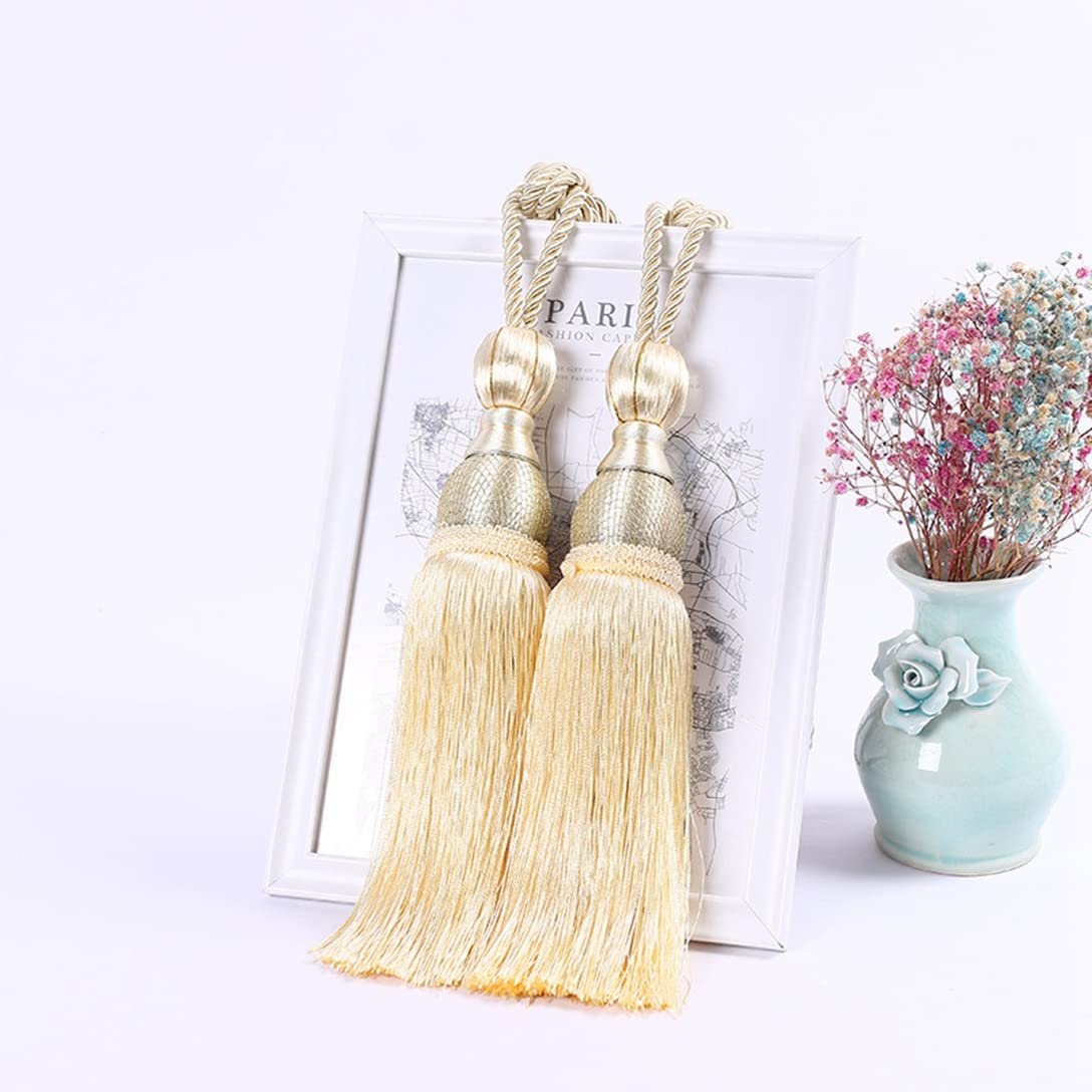 Fermatende con 2 Nappe per Tende, Fermatende Decorativi per La Casa, Fermatende con Fibbia Intrecciata, Accessori per Tende da Finestra.（Yellow）