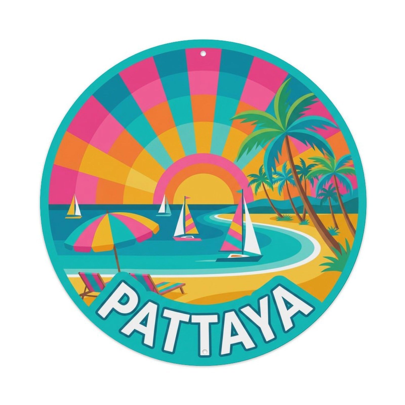 Xanthor Style Thailand Vintage Travel Pattaya Metal Tin Sign