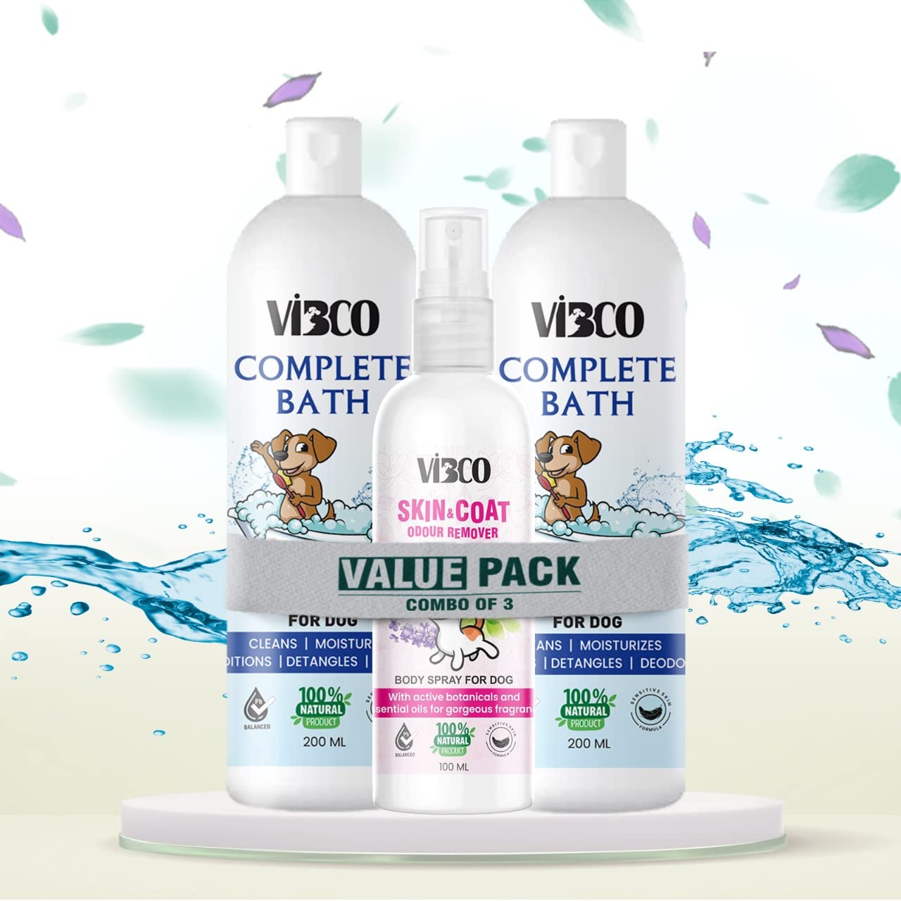 Vibco(Combo of 3) Dog Complete Bath Shampoo(200ml)+Complete Bath Shampoo(200ml)+Rose Body Odor Remover Deodorant Spray(100ml)| Dog Shampoo | Hydrates & Conditions| Shiny & Healthy Coat of Hair (B0BTDLYSXY) Amazon Price History, Amazon Price Tracker