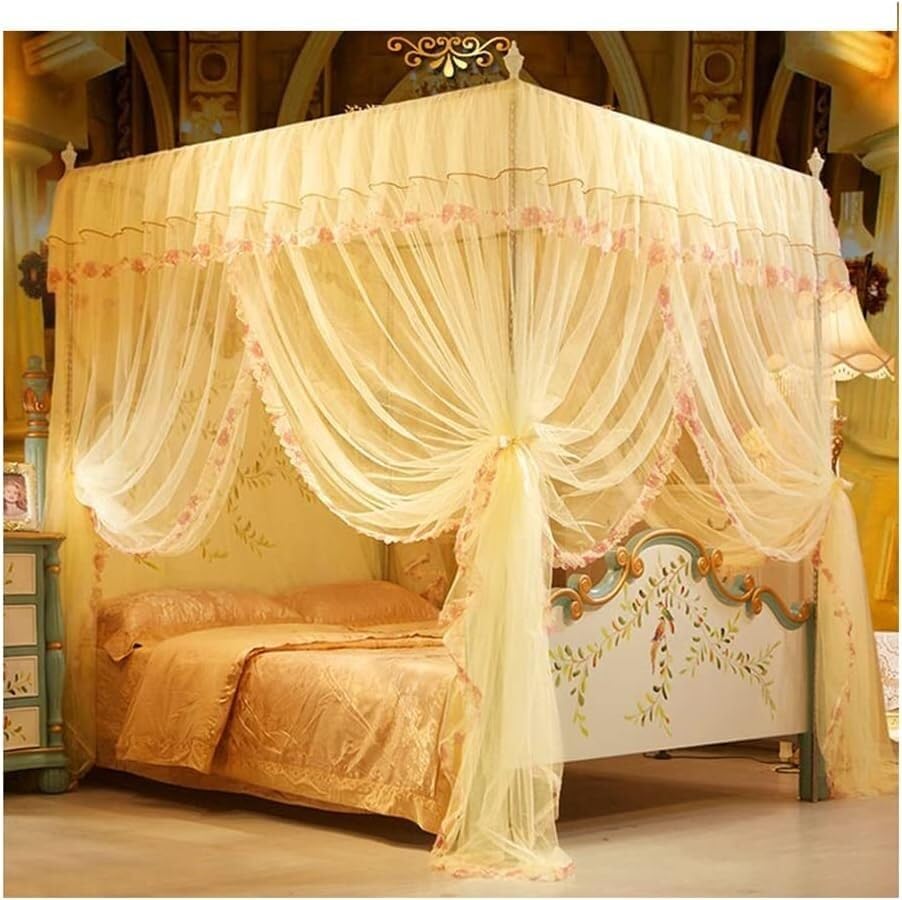 Moustiquaire de Luxe européenne rideau de lit dentelle été avec support métal