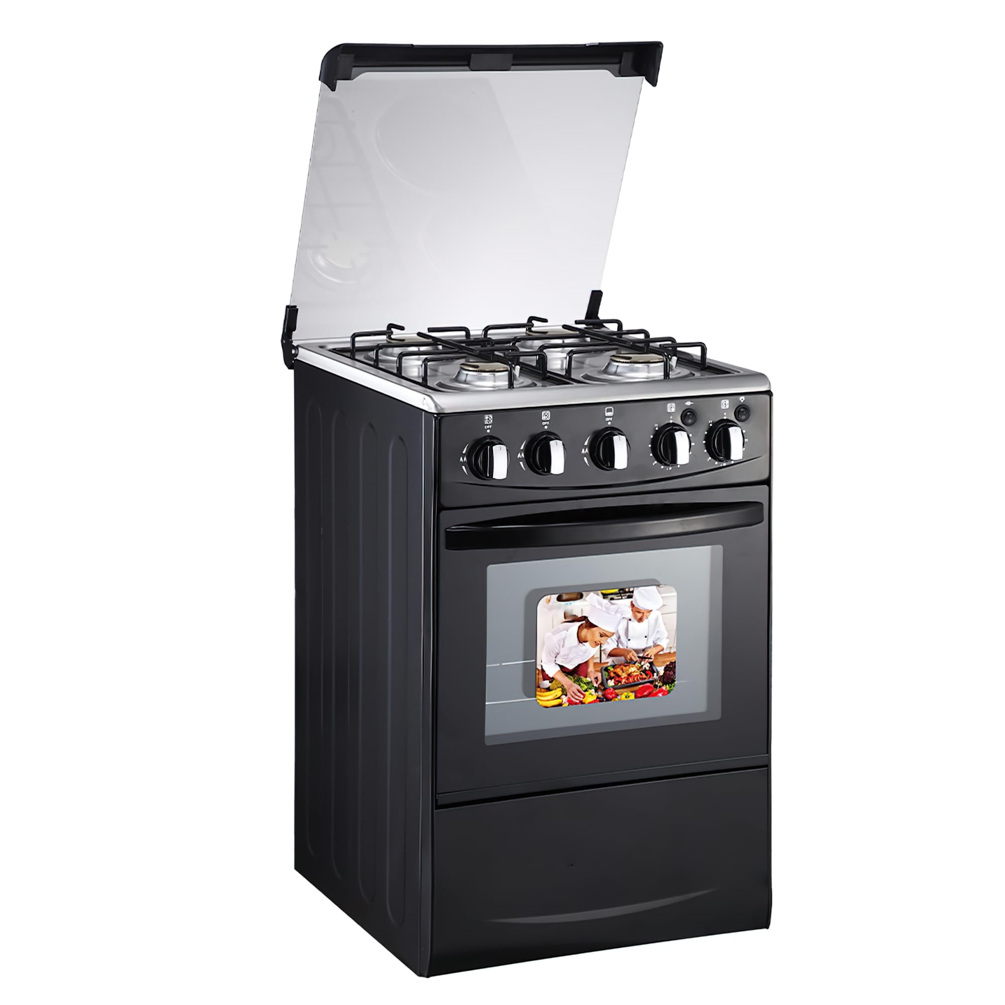 Photo 1 of Gas Range with Double-Layer Glass Door, 4 Burners, Cast Iron Rack, 60L Capacity, Dedicated LPG