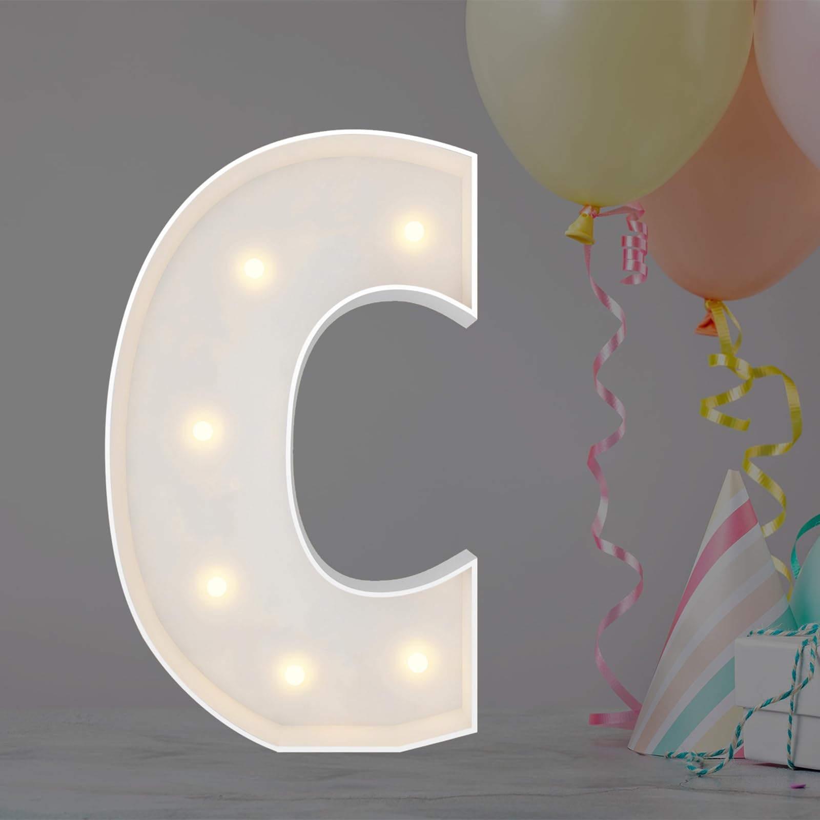 JoyBox Design 2FT Marquee Light Up Letters Numbers, Mosaic Balloon Frame, Party Decoration for Birthday, Wedding, Anniversary, Graduation – Letter C