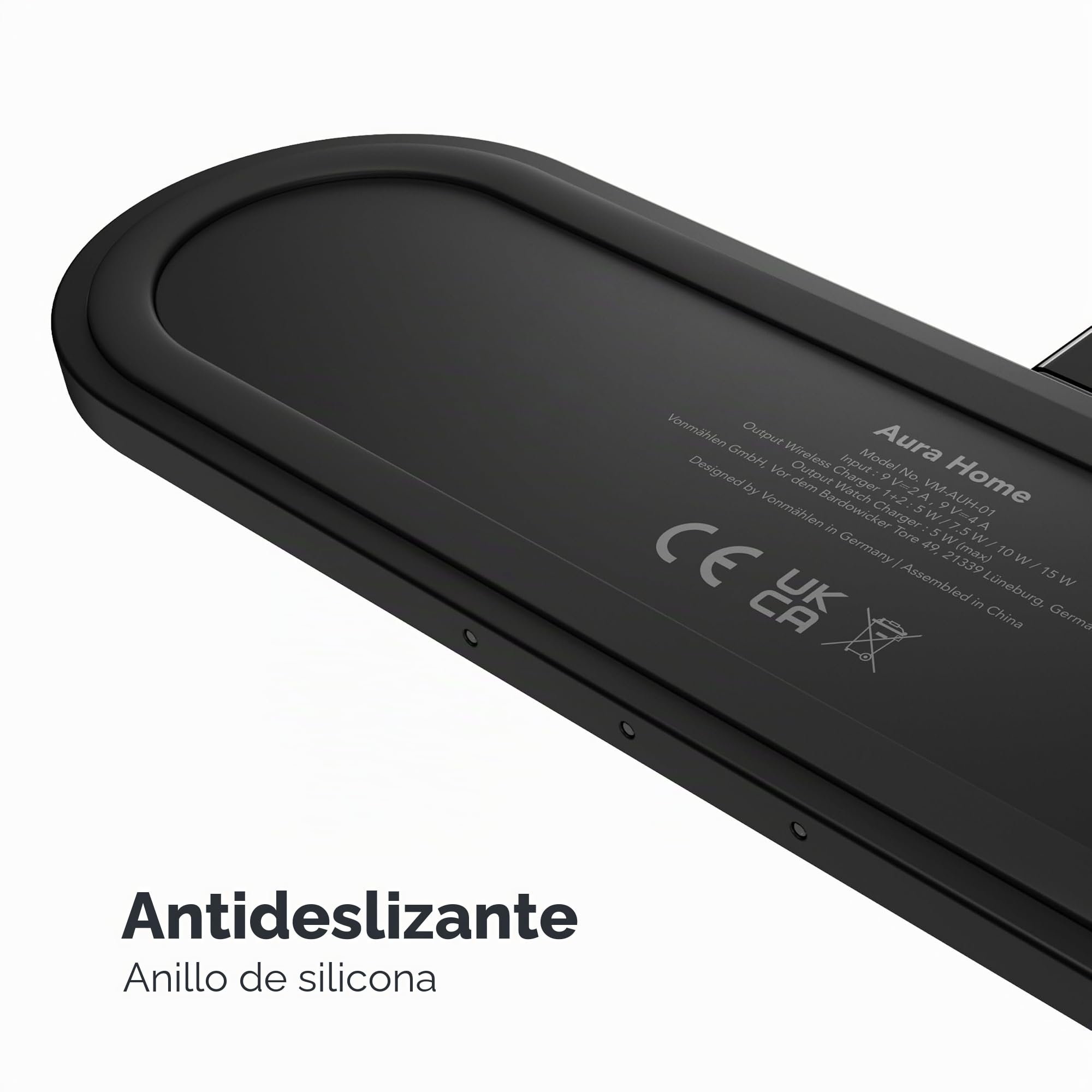 Vonmählen Aura Home - estación de Carga inalámbrica 3 en 1, Compatible con MagSafe, Carga rápida de hasta 15 W, diseño Elegante y Moderno - Negro