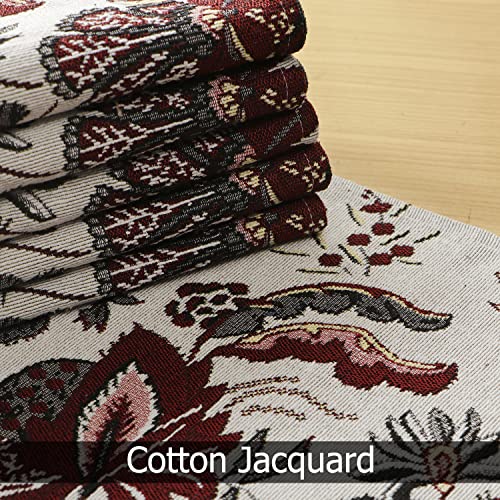 Image of HOKIPO Cotton Jacquard Dining Table Mat, Set of 6 Placemats (12x18 Inches) (IN-530-D4*6) White Spring Flower