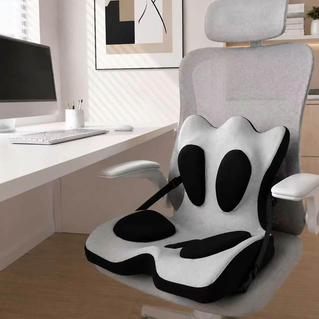 Cojines ergonómicos para respaldo y asiento, soporte lumbar con funda desmontable, para postura de espalda y alivio del dolor, silla de oficina en casa