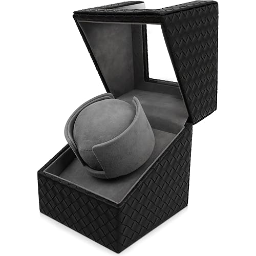 Watch Winder, Premium Prismatic Leather with a Super Quiet Japanese Motor, Powered by AC Adapter or Battery