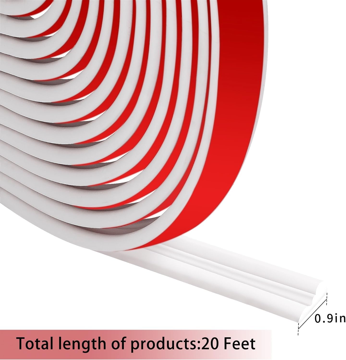 6,1 m x 23 mm Bandes autocollantes pour décoration murale | Moulure autocollante blanche, cadre de miroir, porte d'armoire, décoration d'intérieur