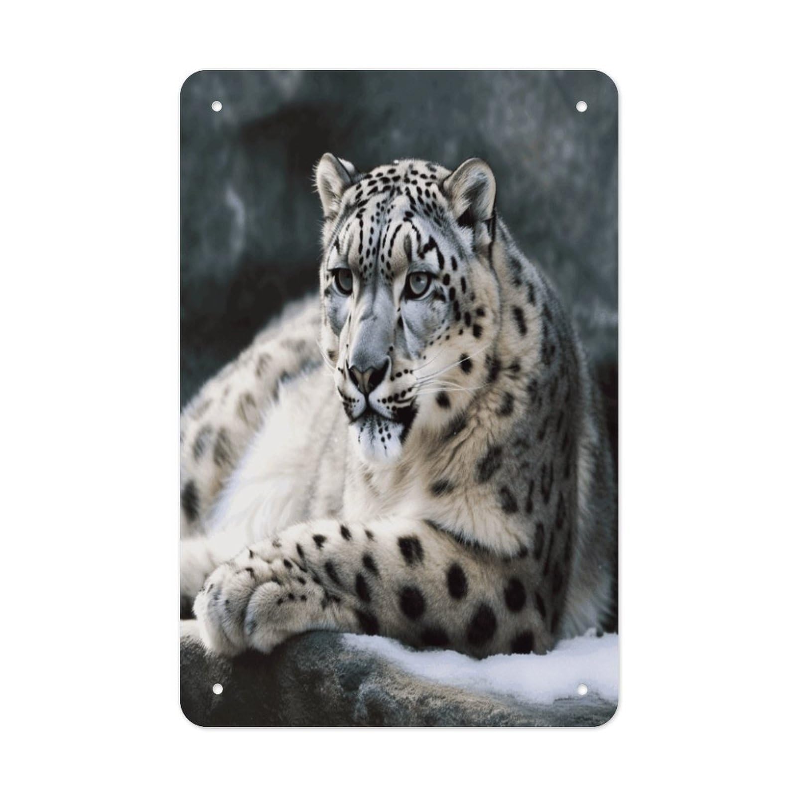 Snow Leopard Metal Tin Sign Wall Decor Funny Retro Sign Weatherproof Metal Wall Art for Indoor Or Outdoor Retro Tin Signs for Kitchen Office Home Bar Decor 11.8 X 7.9 Inch