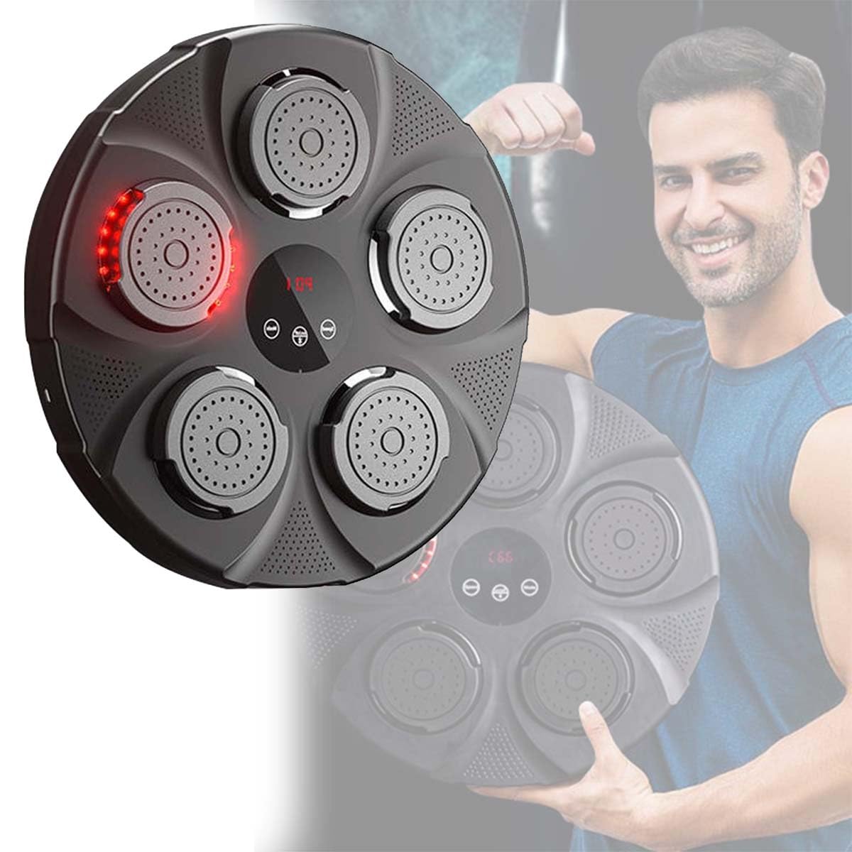 XUnada Allenatore di Boxe Elettronico, Macchina da Boxe Musicale Intelligente Montata a Parete per Bambini e Adulti, Attrezzatura da Boxe Domestica per Esercizi a Casa, Cuscinetti per Boxe Musicale