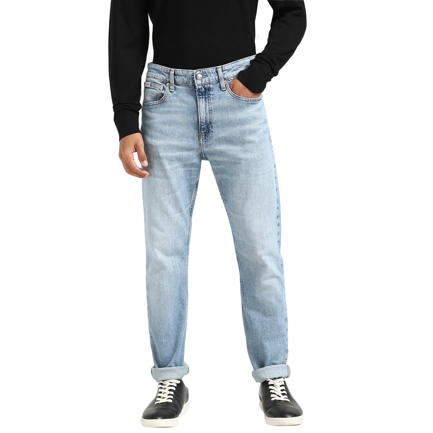 Calvin Klein Men’s Slim Fit Tapered Fit Jeans, Blue (Denim Light), 34W/34L