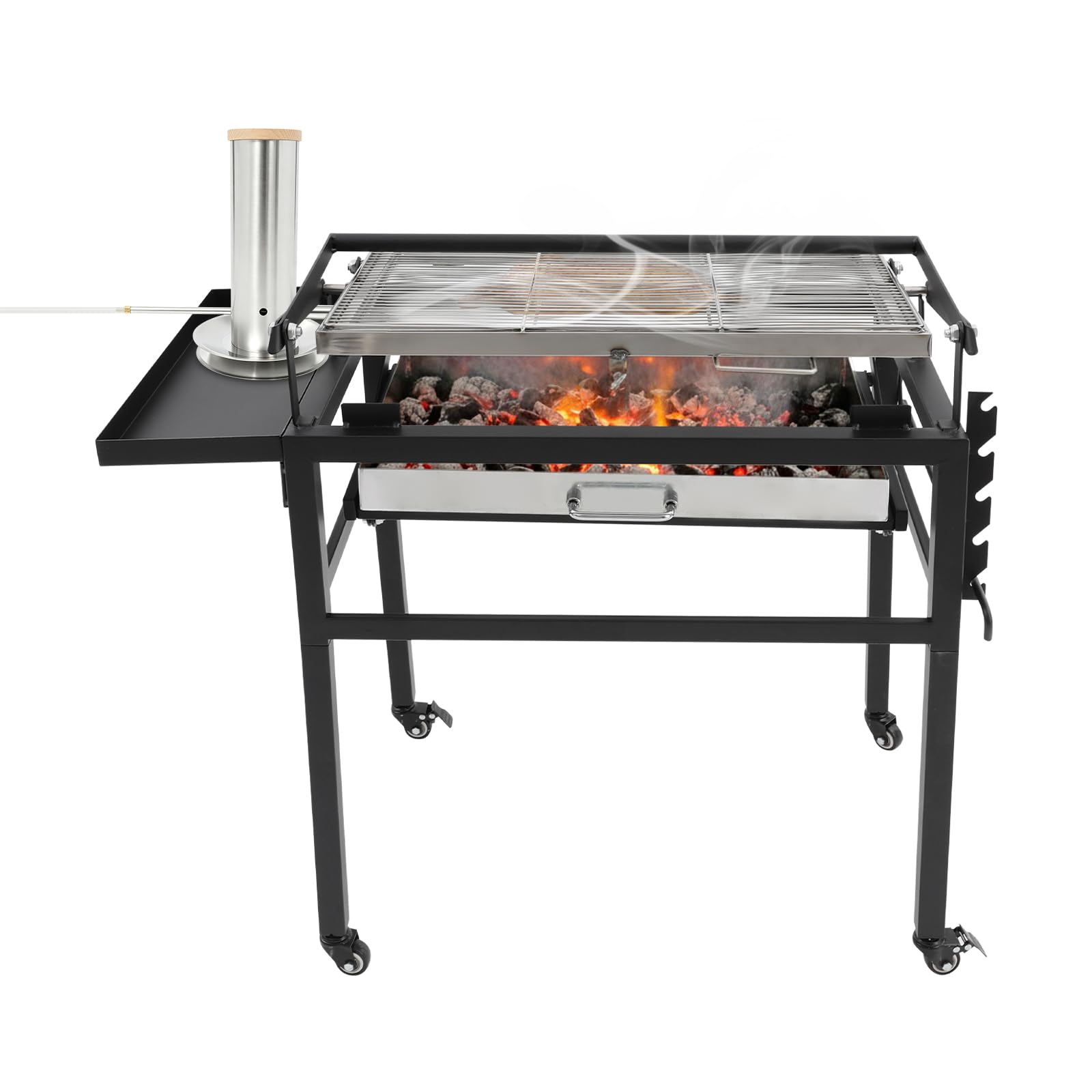 Generatore di fumo freddo elettrico con coperchio e pompa ad aria, generatore di fumo | Generatore di fumo freddo in acciaio inox, portatile, per alimenti, 34,5 x 30 cm (L x A)