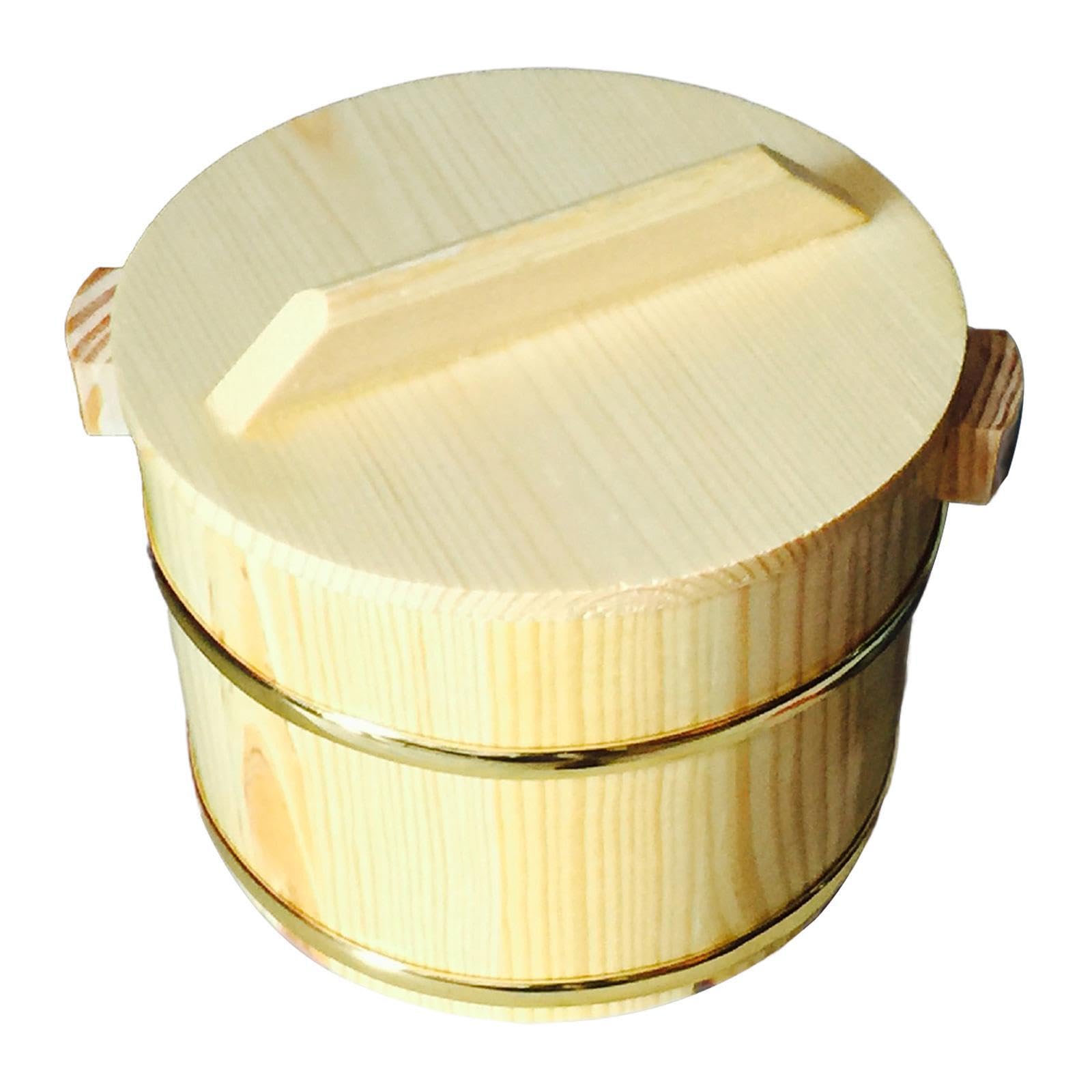 Yixannx Type A Wooden Sushi Rice Bowl Mixing Tub With Lid Comfortably Crafted Rice Bucket For Hosting Sushi Making Events Home Kitchen Restaurant Wooden Cask Barrel Mixing, 18Cm