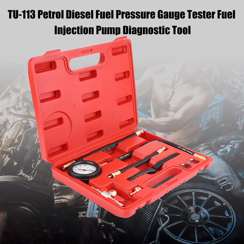 0-100PSI Kit manometro iniezione carburante, TU-113 Benzina Gasolio Misuratore pressione Tester Gas Gasolio Strumento diagnostico pressione olio