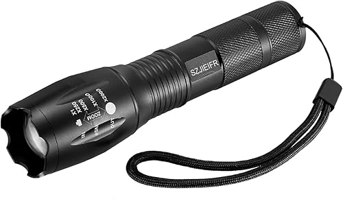 Miniatura 1 de Linterna potente de mano, linterna de bolsillo LED militar, 5 modos de zoom, aleación de aluminio, impermeable, linterna de seguridad para cortes de