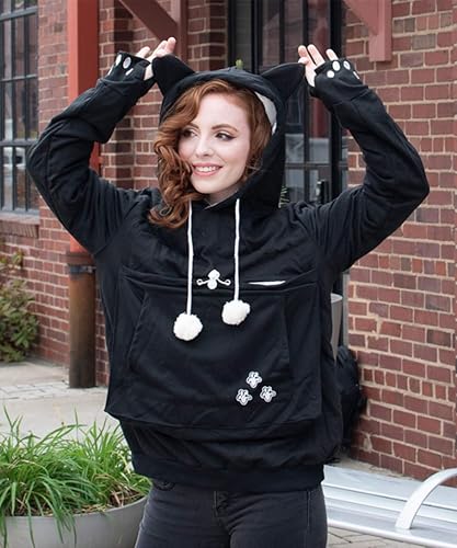 Miniatura 7 de ALYC Sudaderas unisex con capucha para mascotas, gato, perro, bolsa grande, sudadera con impresión de gato (rosa claro, L)