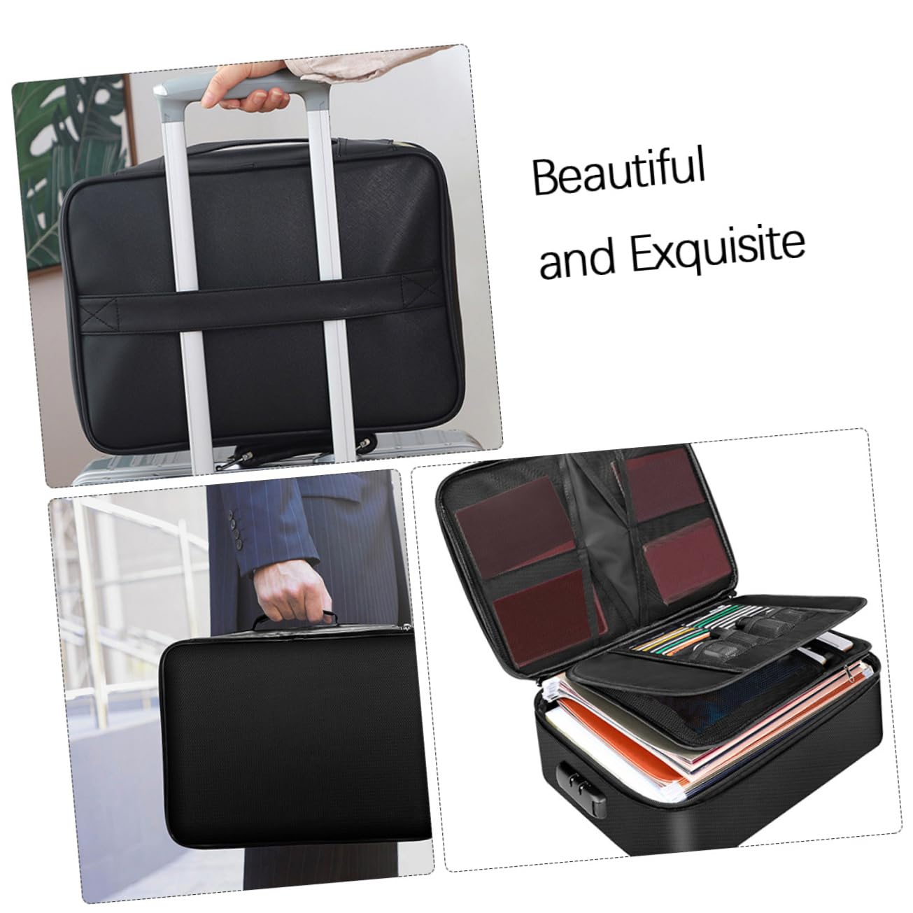 Borsa Documenti Ignifuga Nera Cerniera per Ufficio e Casa | Fibra di Vetro Siliconica, Grande Capienza, per Certificati e Contanti, Formato Portatile