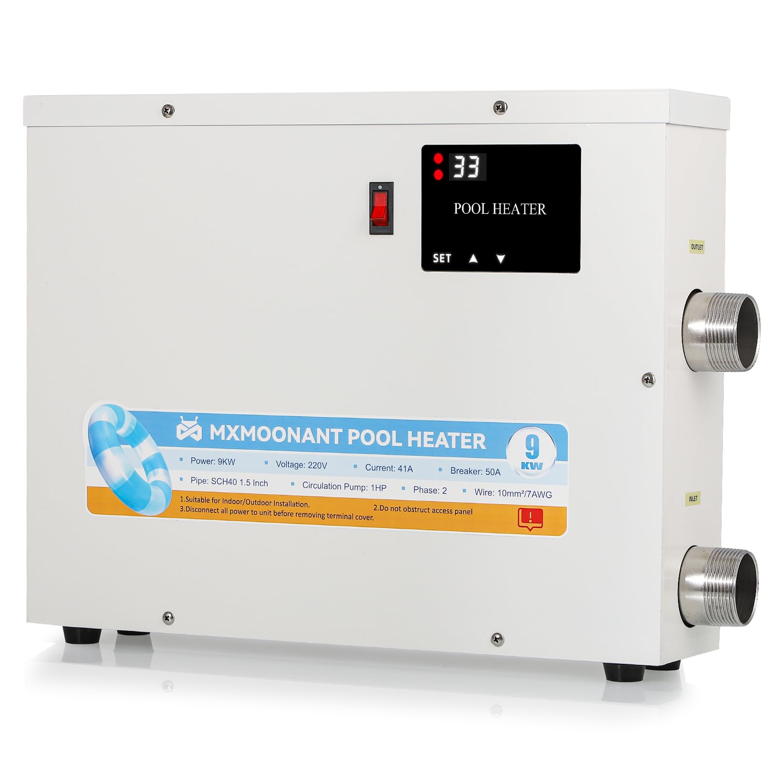 MxmoonantSPA Heater, 18KW 220V Swimming Pool Heaters Hot Tub Water Thermostat with Touchscreeen for Above Ground Inground Pool, Spa, Bathtub