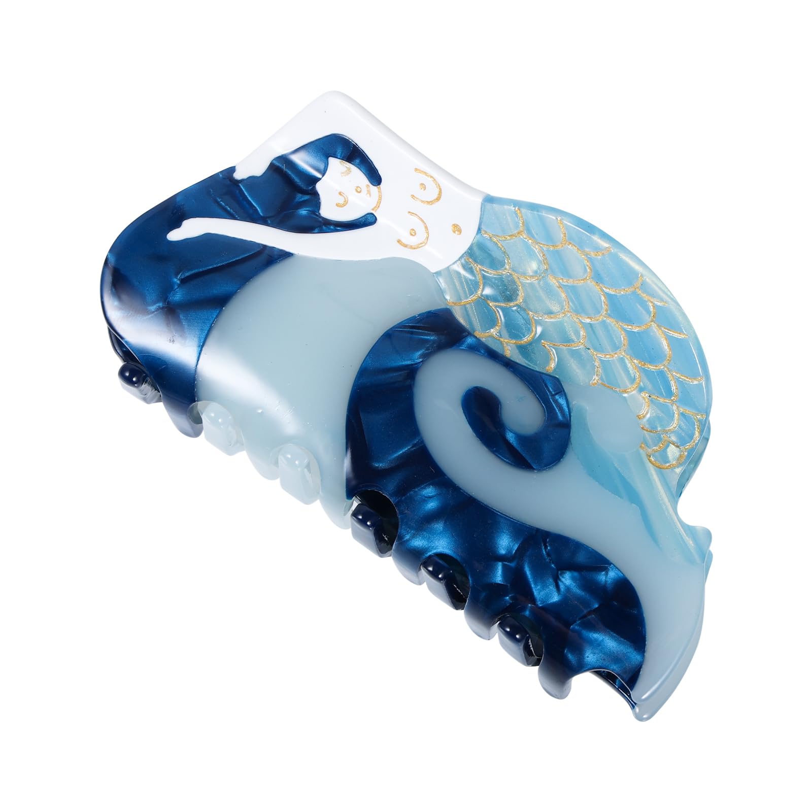Mermaid Hair Claw Clips Blue for Women Girls Thick Fine Thin Hair Styling Accessories Large Non Slip Acrylic Acetate Strong Metal Hold Jaw Barrettes