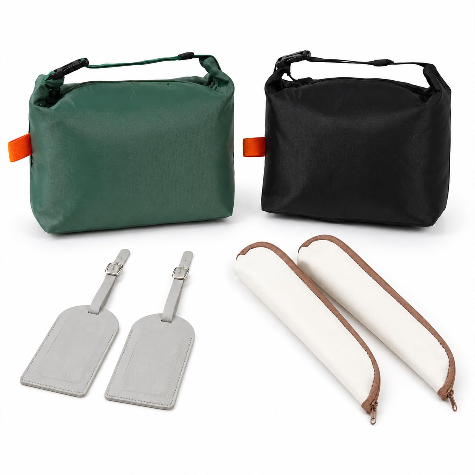 Napuen 2 PCS Lunch Bag Set, Insulated Cool Bag with Tags & Cutlery Pouches